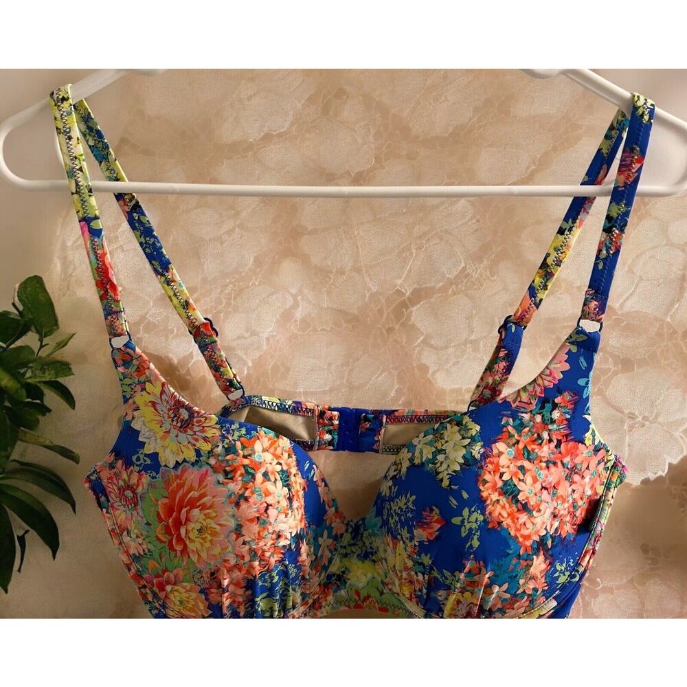 NWT Rosa Faia Jenette 36D Cup Underwire Bra Floral Blue Pink Multicolored